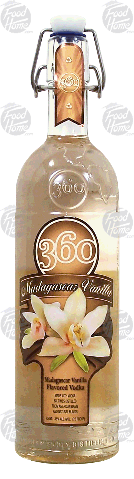 Earth Friendley Distilling Co. 360 madagascar vanilla flavored vodka, 35% alc. by vol. Full-Size Picture